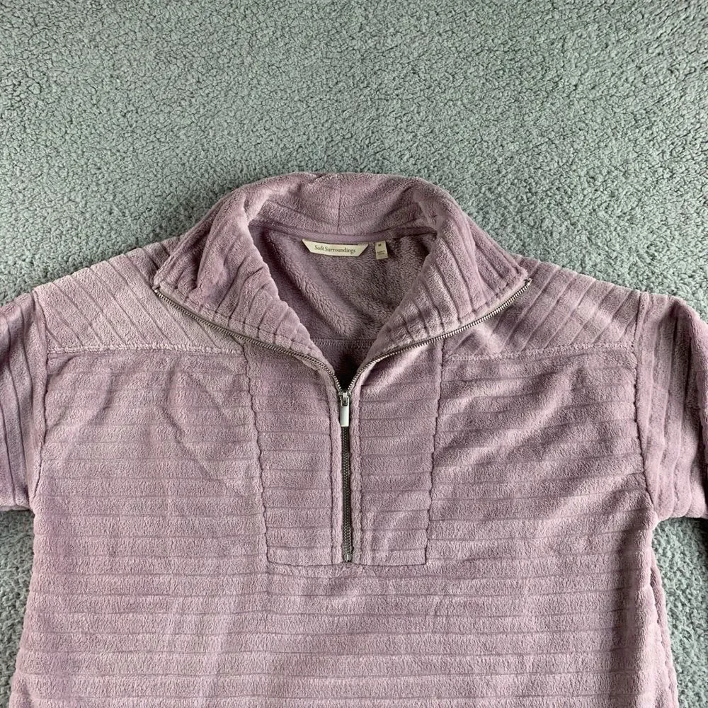 NEW Soft Surroundings Sweater Womens Medium Purple Fleece Over The Moon Pullover